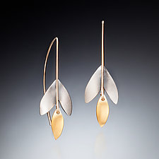 Gold and Silver Leaf Earrings by Susan Kinzig (Gold & Silver Earrings)