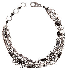 Five-Strand Layering Chain Bracelet by Chihiro Makio (Silver & Stone Bracelet)
