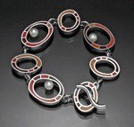 Loop Bracelet by Susan Kinzig (Silver, Pearl & Polymer Clay Bracelet)