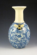 Bee in the Clouds Vase by Lisa Scroggins (Ceramic Vase)