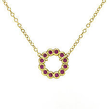 Small Bubble Loop Necklace with Ruby by Jessica Fields (Gold & Stone Necklace)