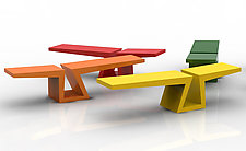 Bruno the Bench In Bright Colors by Isaac Arms (Metal Bench)