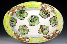 Rabbit & Lettuce Oval Platter by Peggy Crago (Ceramic Platter)