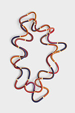 Warm Striped Squiggle Necklace by David Forlano and Steve Ford (Polymer Clay Necklace)