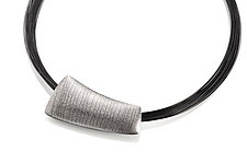 Black Lines Pillow by Tom McGurrin (Silver Necklace)