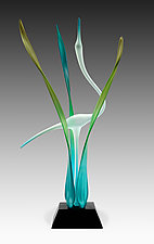 Heron in the Marsh, Turquoise by Warner Whitfield and Beatriz Kelemen (Art Glass Sculpture)