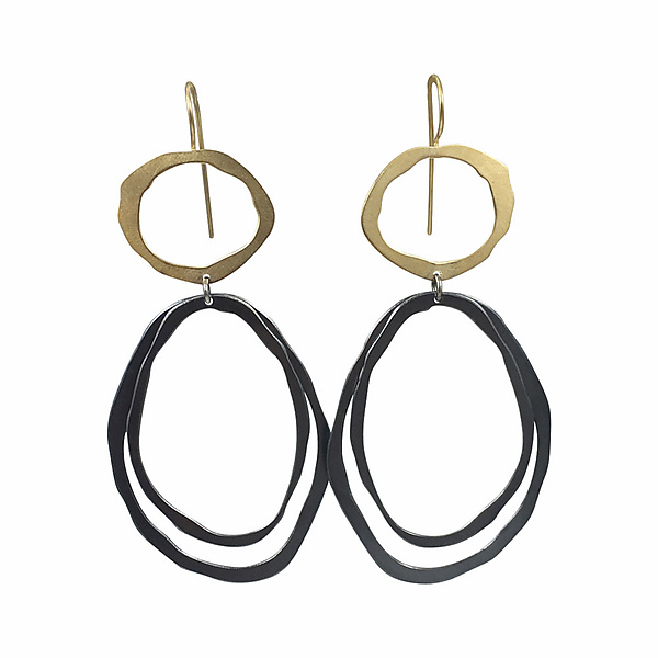Thin Fixed Wire Double Drop Earrings by Lisa Crowder (Gold & Silver ...