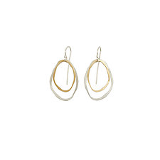 Small Two-Layer Thin RC Earrings by Lisa Crowder (Gold & Silver Earrings)