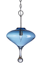 Martini Droplet in Steel Blue by Moshe Bursuker (Art Glass Pendant Lamp)