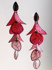 Graduated Pink Flip Blossom Earrings by Carol Windsor (Silver & Paper Earrings)
