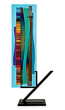 Turquoise Waterfall Sculpture I by Alicia Kelemen (Art Glass Sculpture)