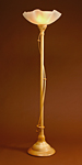Single Tendril  Torchiere with Mini Rings by Clark Renfort (Wood Floor Lamp)