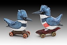 Belted Kingfishers by Dona Dalton (Wood Sculpture)