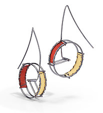 Wheel Earrings by Hilary Hachey (Silver & Fabric Earrings)