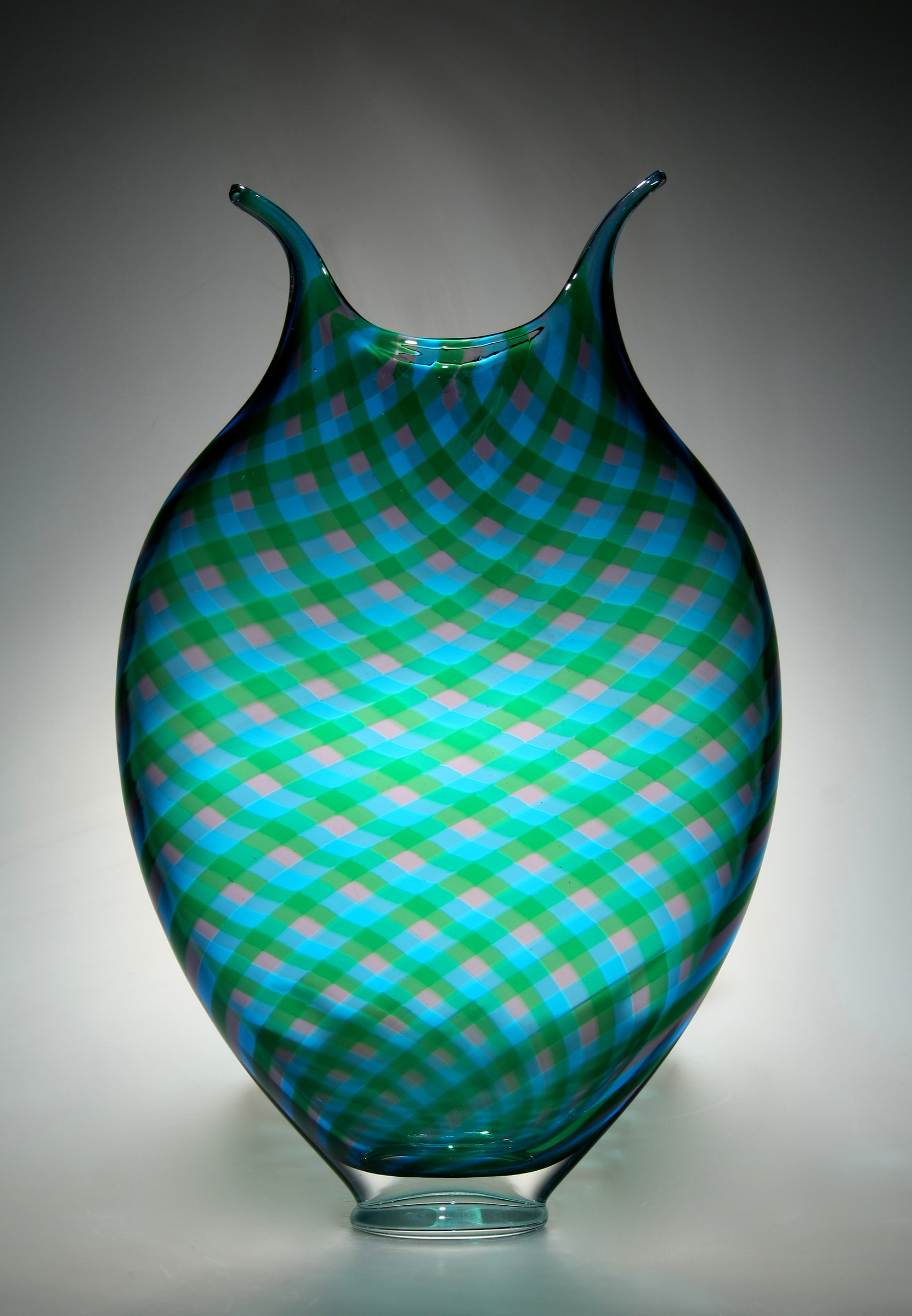 Plaid Foglio By David Patchen Art Glass Vessel Artful Home