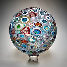 Mixed Murrini Sphere by David Patchen (Art Glass Sculpture)