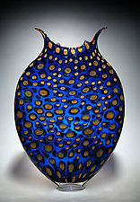 Cerulean & Gold Thread Foglio by David Patchen (Art Glass Sculpture)