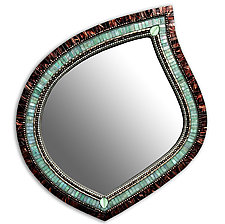 Green Tea Leaf Mirror by Angie Heinrich (Mosaic Mirror)