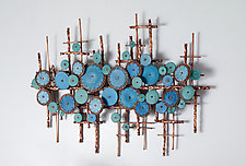 Ripples in Blues by Hannie Goldgewicht (Mixed-Media Wall Sculpture)