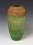 Cylinder Vessel in Greens by Hannie Goldgewicht (Ceramic Vessel)