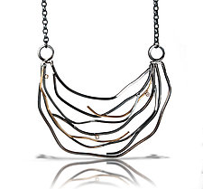 Large Diamond Wave Necklace by Lori Gottlieb (Gold, Silver & Stone Necklace)