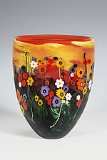 Garden Series Vase in Red and Yellow by Shawn Messenger (Art Glass Vase)