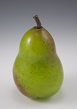 Green Pear Paperweight by Shawn Messenger (Art Glass Paperweight)