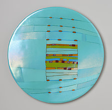 Aqua Window Round by Lynn Latimer (Art Glass Wall Sculpture)