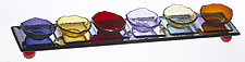 Steps Seder Tray in Iridized Plum by Joel and Candace Bless (Art Glass Seder Plate)