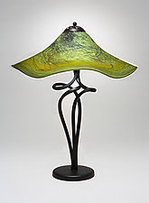 Mossy Green Spiral Lamp by Joel and Candace Bless (Art Glass Table Lamp)
