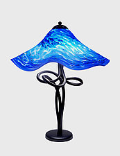 Blue Danube Fluted Spiral Lamp by Joel and Candace Bless (Art Glass Table Lamp)