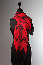 Pleated Red and Black Arrow Scarf by Laura Hunter (Silk Scarf)