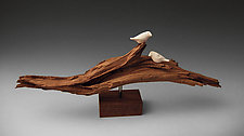 Ghost Wood Birds by Chris Stiles (Ceramic & Wood Sculpture)
