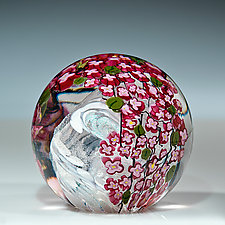 Cherry Blossom Paperweight by Shawn Messenger (Art Glass Paperweight)