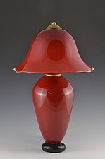 Red Footed Table Lamp by Donald Carlson (Art Glass Table Lamp)