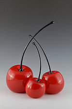 Tilted Cherries by Donald Carlson (Art Glass Sculpture)