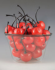 Life is a Bowl of Cherries II by Donald Carlson (Art Glass Sculpture)