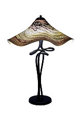 Burgundy Transitions Fluted Spiral Lamp by Joel and Candace Bless (Art Glass Table Lamp)