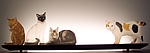 Mere Cats by Bernie Huebner and Lucie Boucher (Art Glass Sculpture)