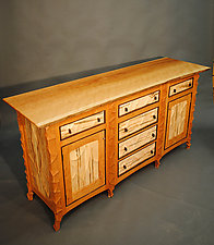 Sculpted Cherry Cabinet with Live Edge Top by John Wesley Williams (Wood Cabinet)