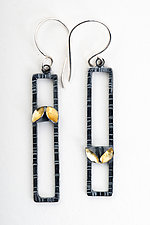 Folded Leaf Rectangle Earrings with Gold by Sadie Wang (Gold & Silver Earrings)