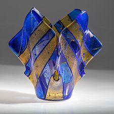 Sapphire and Gold Vessel by Varda Avnisan (Art Glass Vessel)