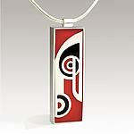 Rectangular Musical Note Pendant by Victoria Varga (Silver & Resin Necklace)