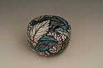 Round Black Box with Blue Leaves by Farraday Newsome (Ceramic Box)