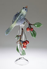Bird and Cherries Bottle by Loy Allen (Art Glass Perfume Bottle)