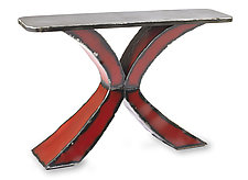 Steel Top X Console Table by Ben Gatski and Kate Gatski (Metal Console Table)