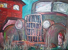 Old Gray Car by Elisa Root (Oil Painting)
