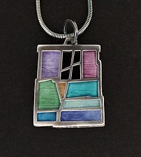 Upstairs Window Pendant #468 by Carly Wright (Silver & Enamel Necklace)