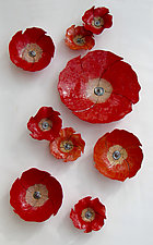 Nine Poppies by Amy Meya (Ceramic Wall Sculpture)