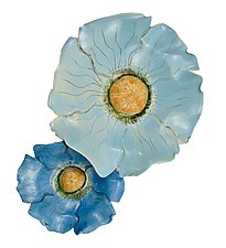 Blue Poppies for Sandra by Amy Meya (Ceramic Wall Sculpture)